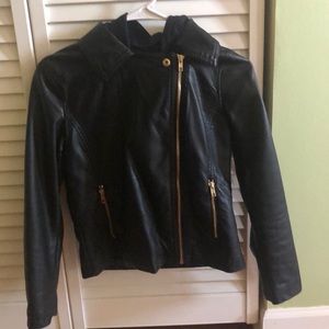 Leather black girls jacket
